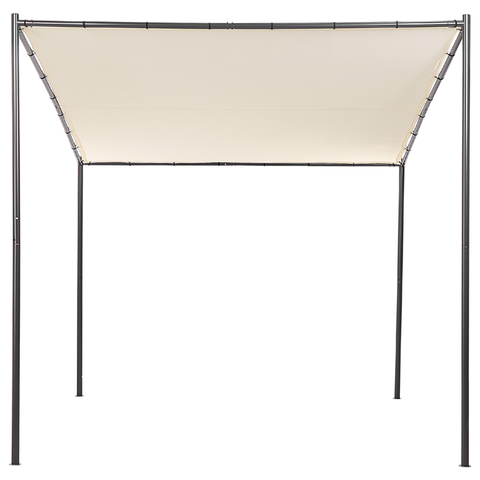 Pergola Beige Poliestere Acciaio 282 x 294 cm Tessuto Ombra Struttura in metallo Padiglione da giardino