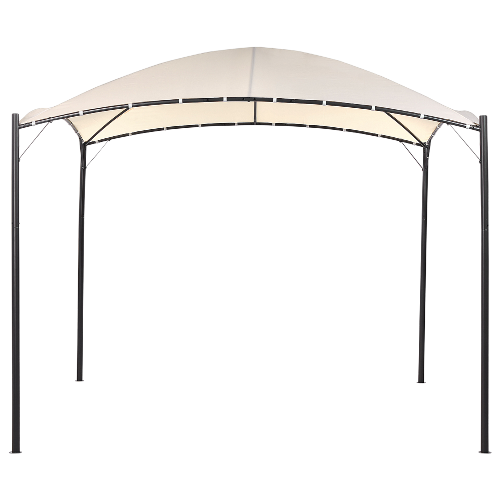 Gazebo da giardino con struttura in metallo e tessuto beige 305 x 305 cm pergola esterno terrazzo