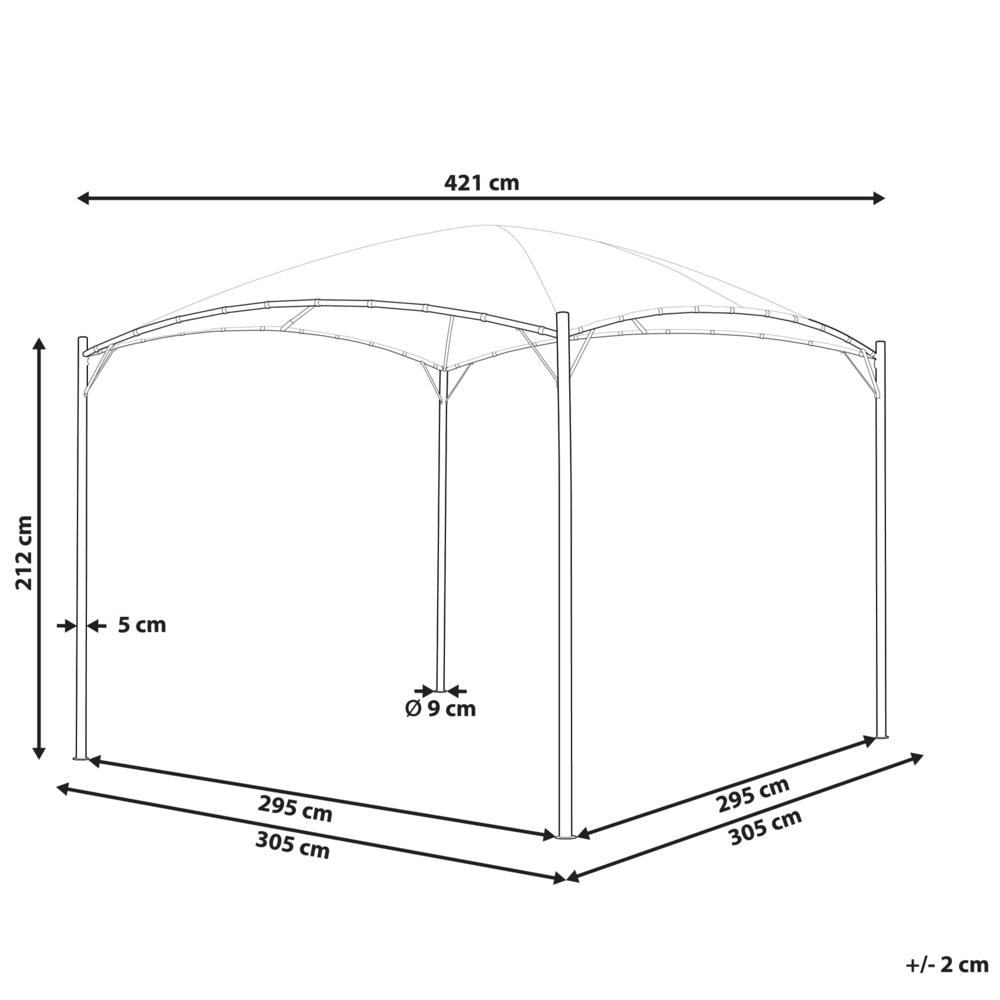 Gazebo da giardino con struttura in metallo e tessuto beige 305 x 305 cm pergola esterno terrazzo