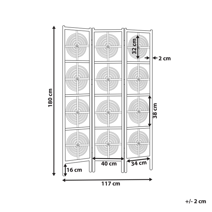 Divisorio per ambienti in rattan naturale con telaio in mogano 3 pannelli pieghevoli schermo decorativo in vimini divisorio