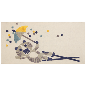 Tappeto per bambini in cotone con motivo animale 80 x 150 cm tessuto a mano multicolore cameretta giochi sul pavimento