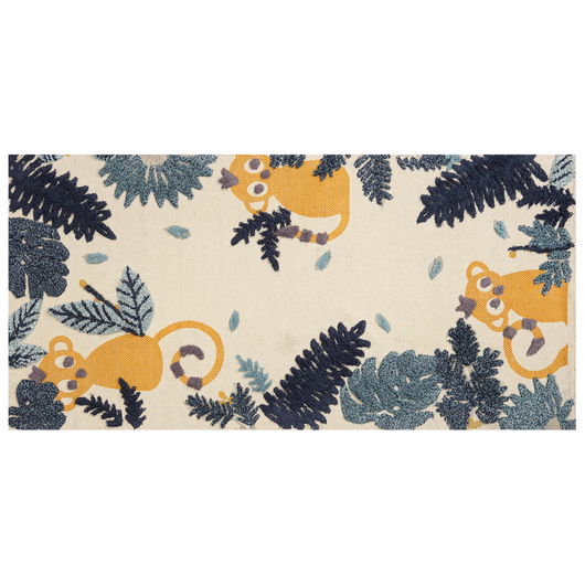 Tappeto per bambini in cotone con motivo natura 80 x 150 cm tessuto a mano multicolore cameretta camera dei bambini