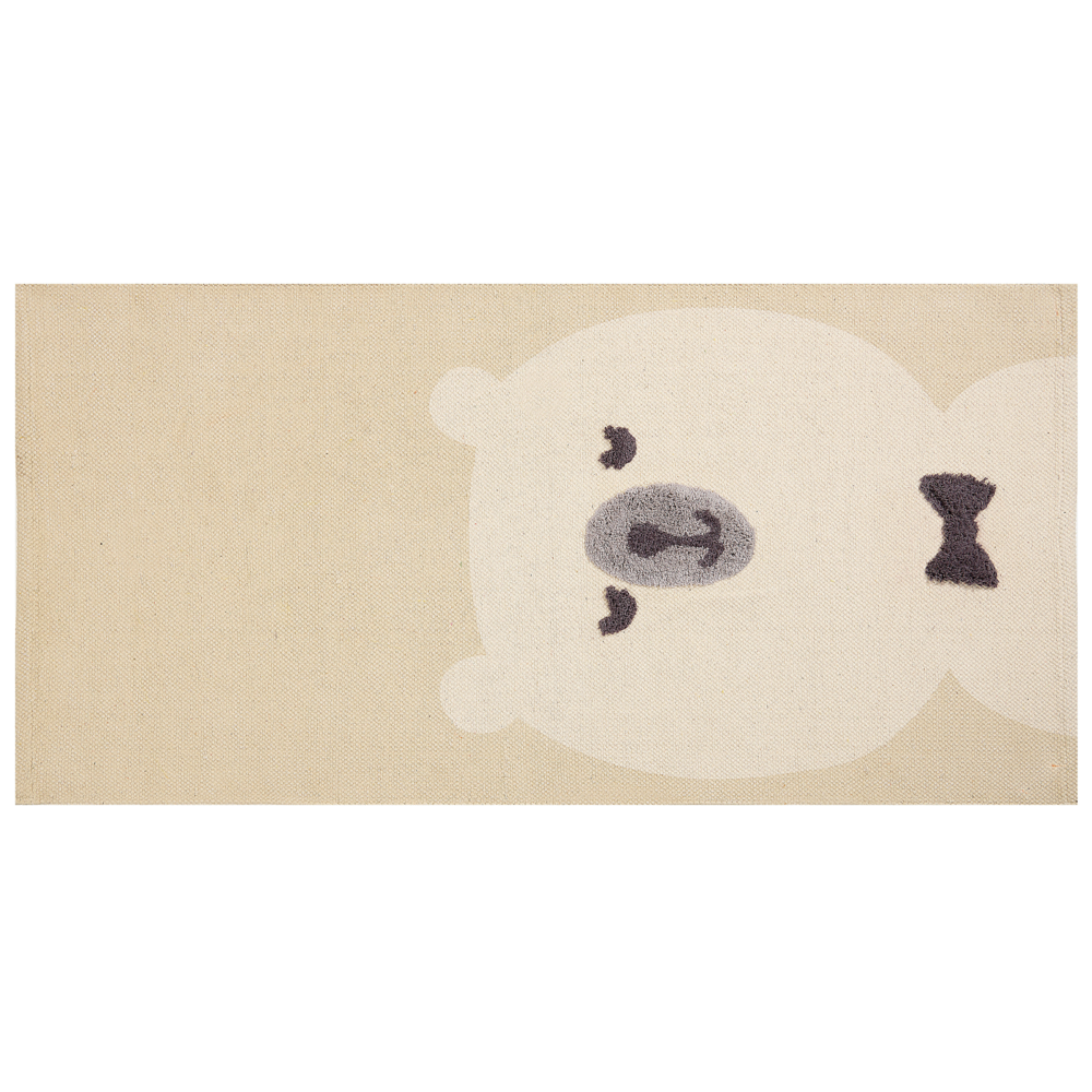 Tappeto per bambini in cotone con motivo orso 80 x 150 cm tessuto a mano beige cameretta camera per bambini