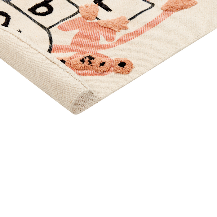 Tappeto per bambini in cotone con motivo scimmia 80 x 150 cm tessuto a mano multicolore cameretta camera per bambini