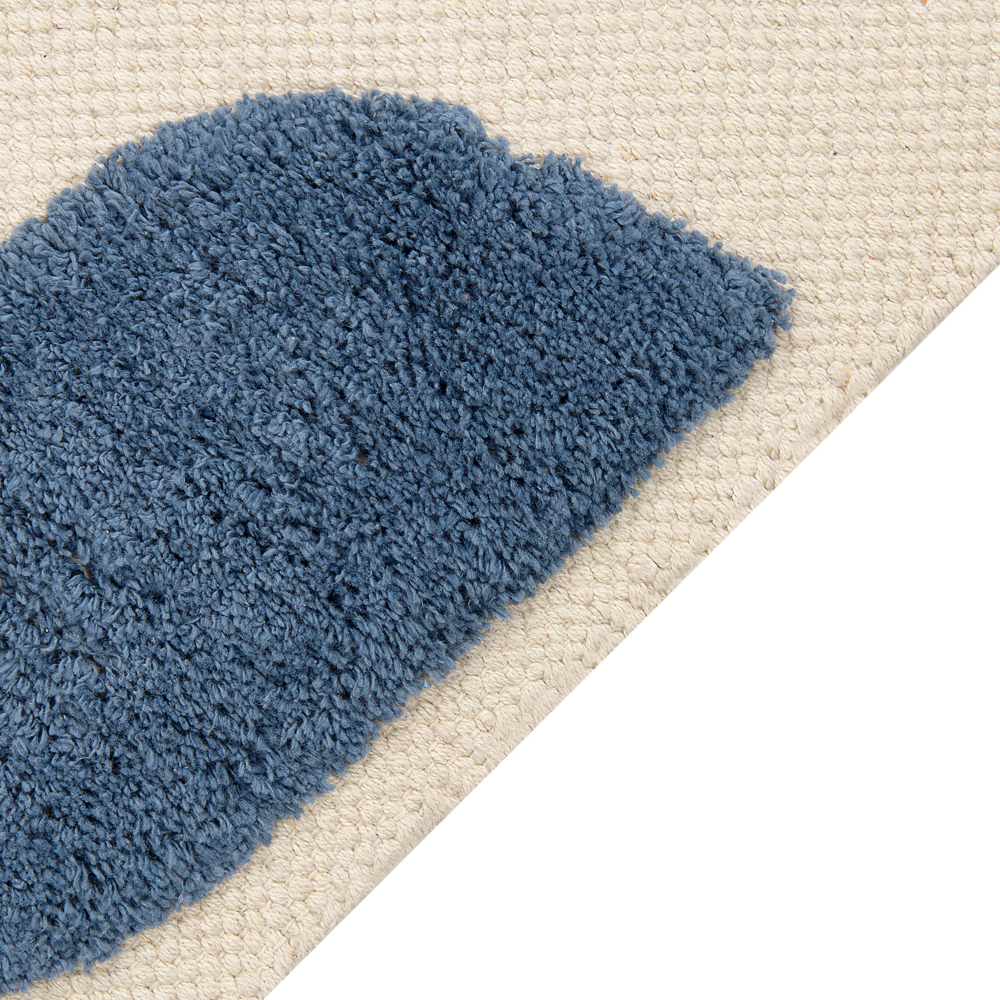 Tappeto per bambini in cotone con motivo con balene 80 x 150 cm tessuto a mano beige e blu cameretta camera per bambini