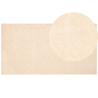 Tappeto in pelliccia di coniglio sintetica beige 80 x 150 cm shaggy ad alto pelo soggiorno camera da letto