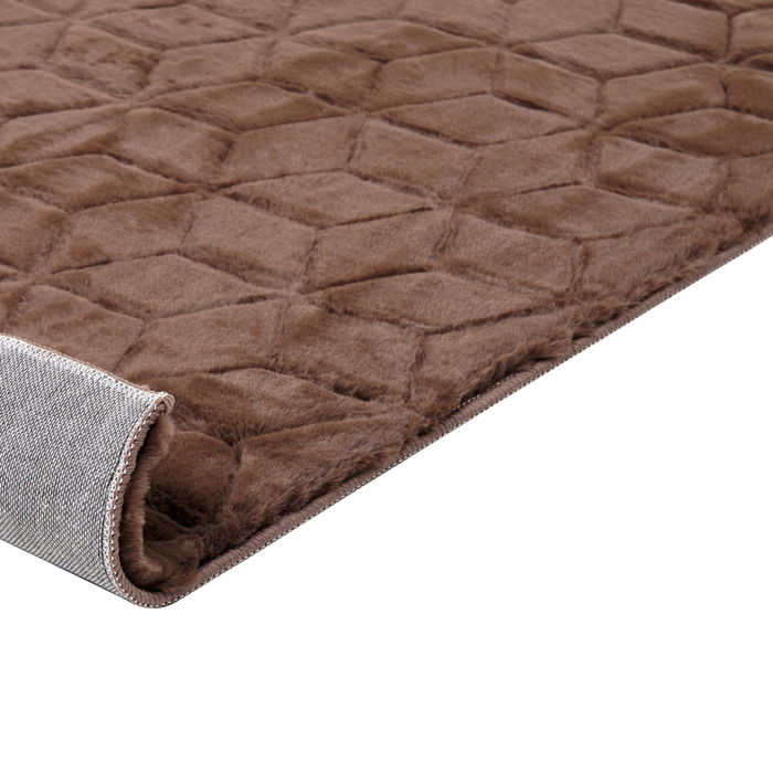 Tappeto in pelliccia di coniglio sintetica marrone 160 x 230 cm shaggy ad alto pelo soggiorno camera da letto