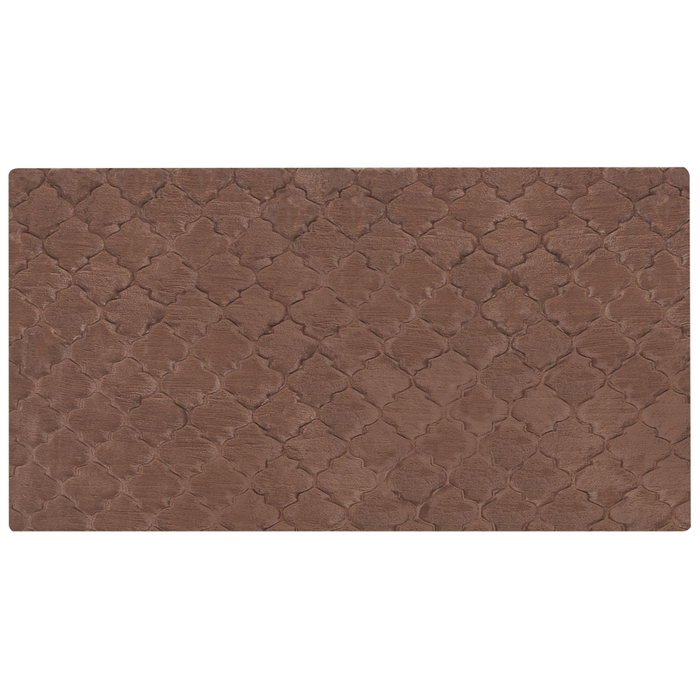 Tappeto in pelle sintetica di coniglio marrone 80 x 150 cm motivo a rete soggiorno camera da letto