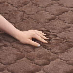 Tappeto in pelle sintetica di coniglio marrone 80 x 150 cm motivo a rete soggiorno camera da letto