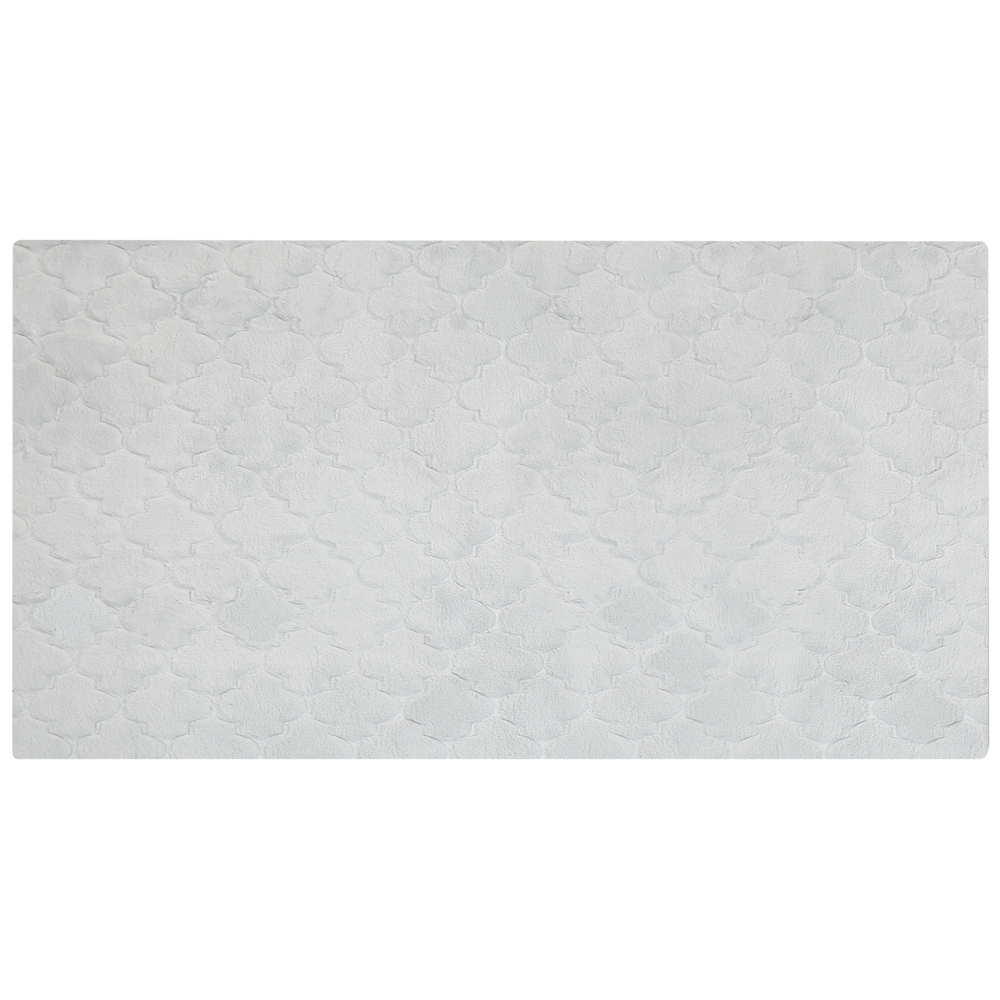 Tappeto in pelle sintetica di coniglio grigio chiaro 80 x 150 cm motivo a rete soggiorno camera da letto