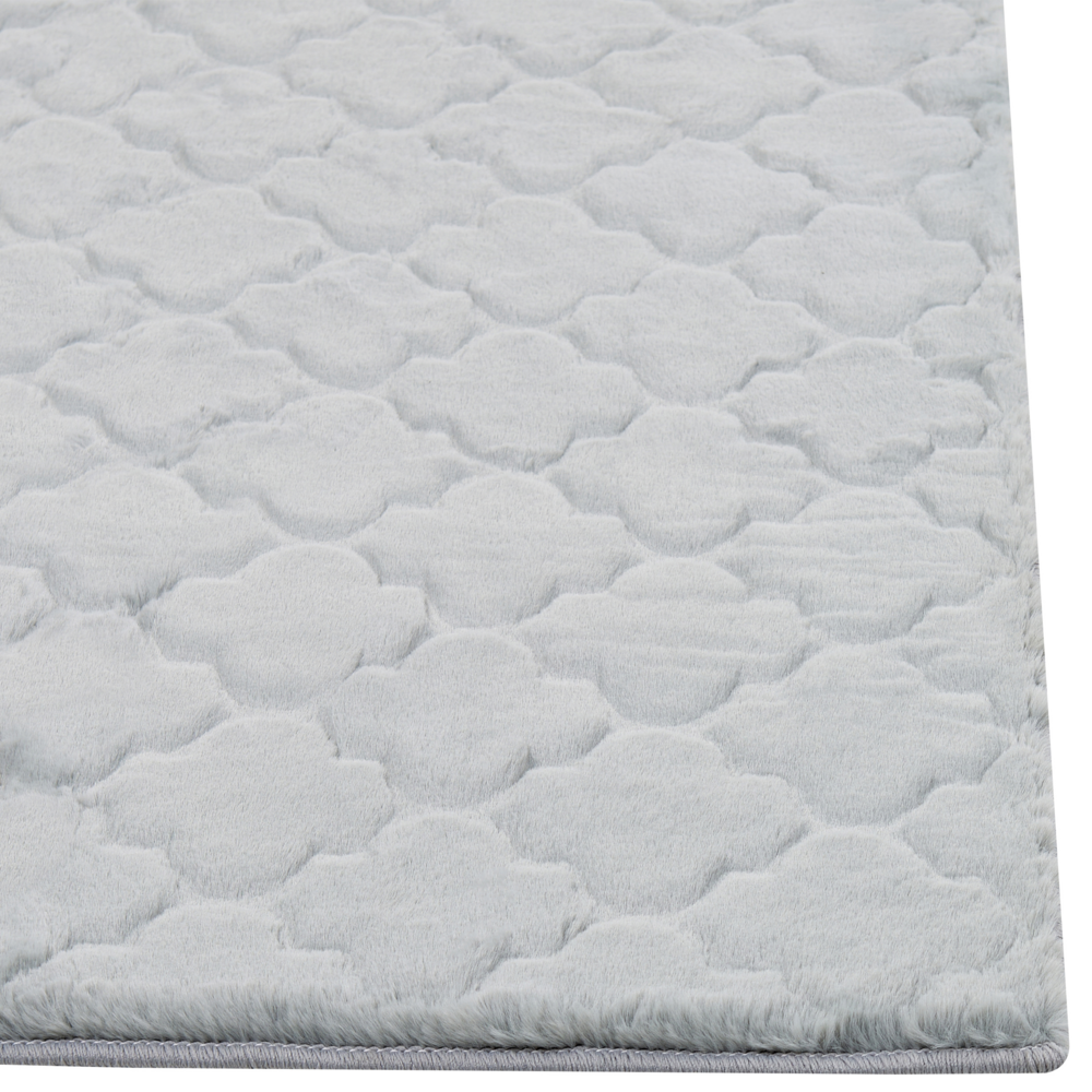 Tappeto in pelle sintetica di coniglio grigio chiaro 160 x 230 cm motivo a rete soggiorno camera da letto