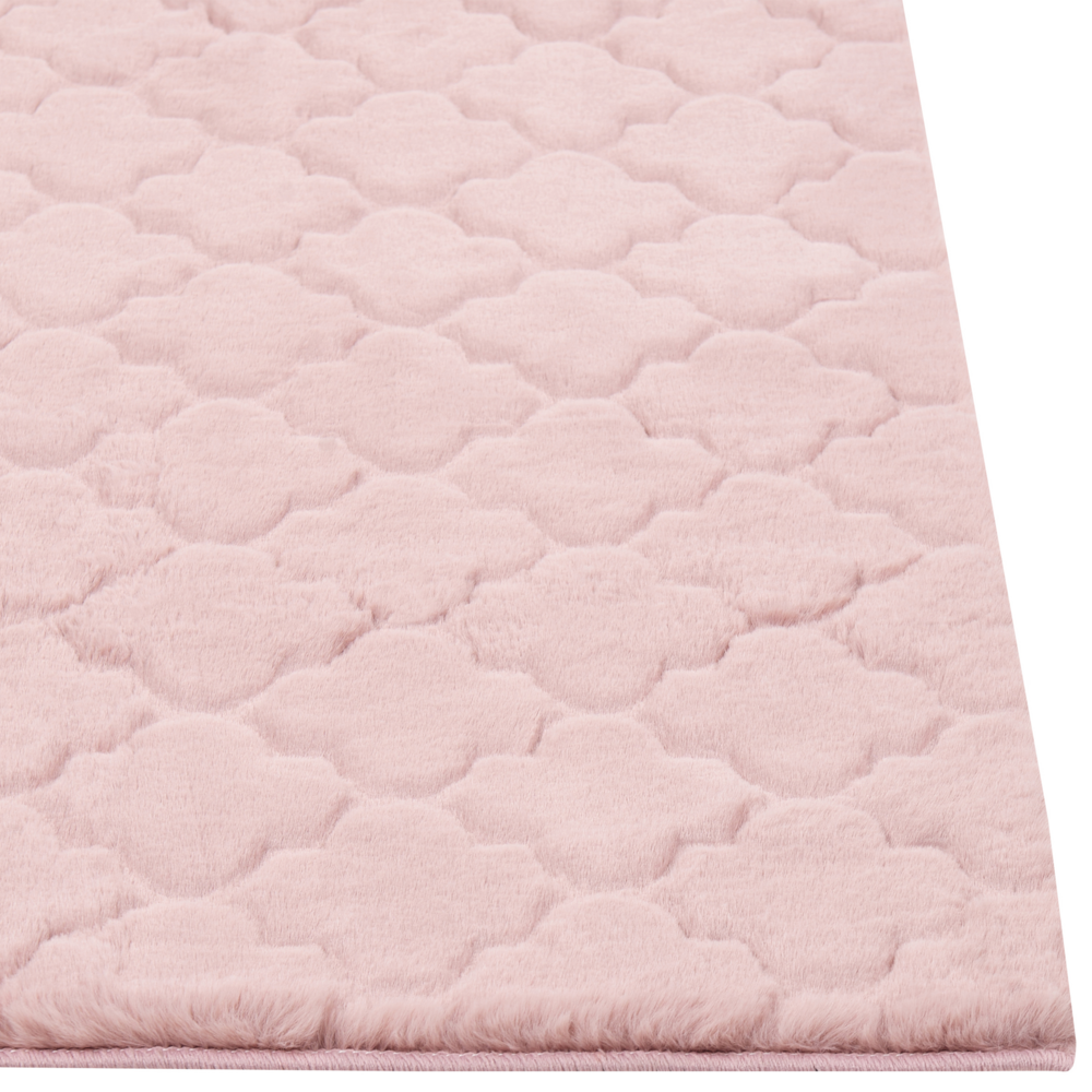 Tappeto in pelle sintetica di coniglio rosa 80 x 150 cm motivo a rete soggiorno camera da letto