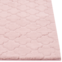 Tappeto in pelle sintetica di coniglio rosa 80 x 150 cm motivo a rete soggiorno camera da letto