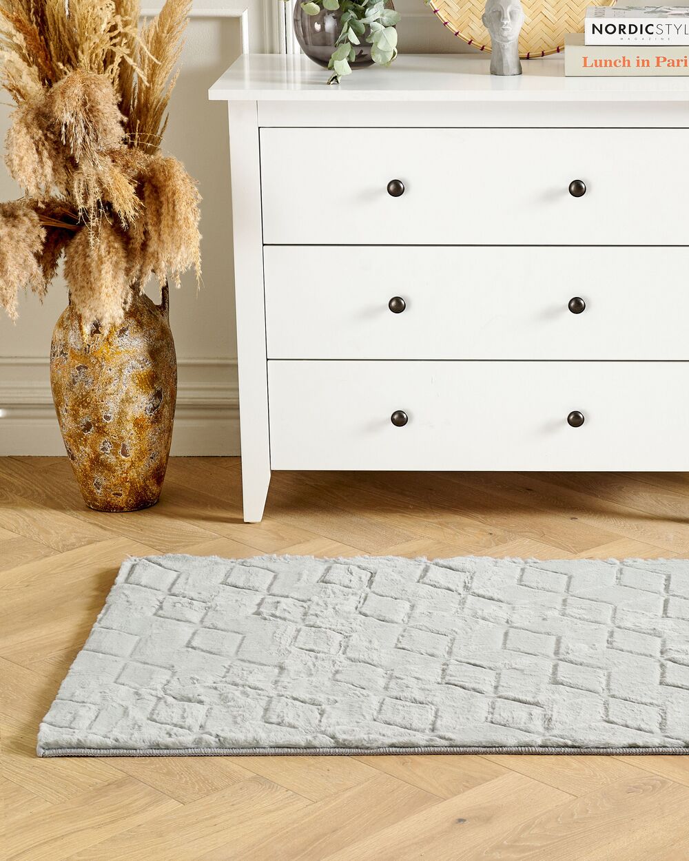 Tappeto in pelliccia di coniglio sintetica verde menta 80 x 150 cm shaggy ad alto pelo soggiorno camera da letto