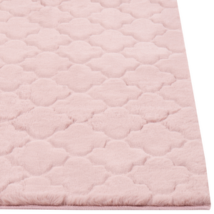 Tappeto in pelle sintetica di coniglio rosa 160 x 230 cm motivo a rete soggiorno camera da letto