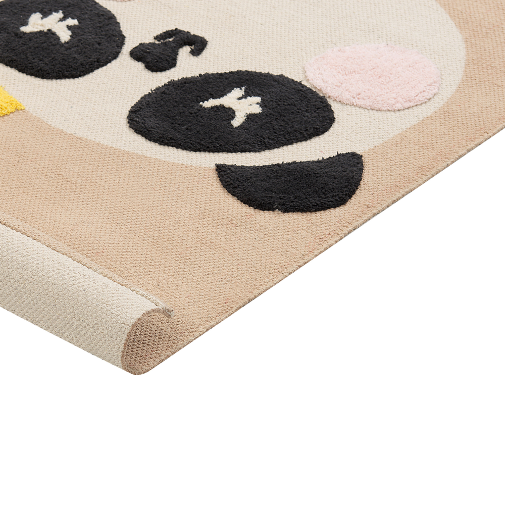 Tappeto per bambini con motivo panda cotone beige 80 x 150 cm cameretta motivo divertente