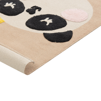 Tappeto per bambini con motivo panda cotone beige 80 x 150 cm cameretta motivo divertente