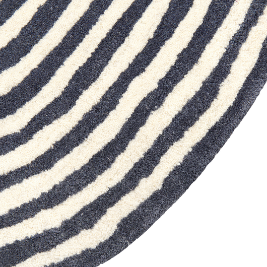 Tappeto da salotto in lana a righe ovali bianco e grigio grafite 140 x 200 cm soggiorno camera da letto