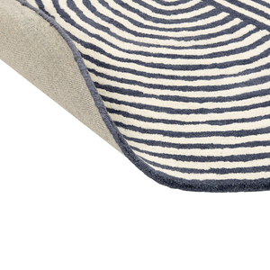 Tappeto da salotto in lana a righe ovali bianco e grigio grafite 140 x 200 cm soggiorno camera da letto