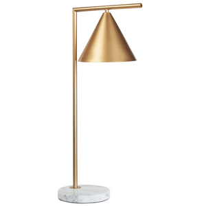 Lampada da tavolo Base in marmo oro Paralume a cono Ufficio Studio Moderno