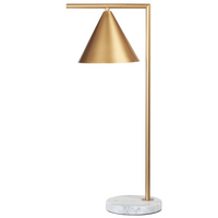 Lampada da tavolo Base in marmo oro Paralume a cono Ufficio Studio Moderno