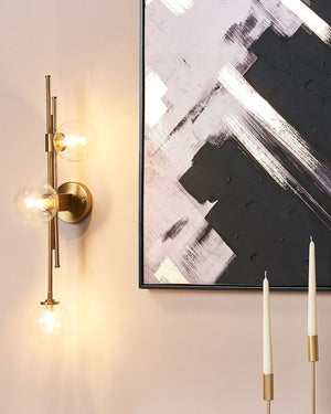 Lampada da parete in metallo e vetro oro a 3 luci Plafoniera di design moderno Glam