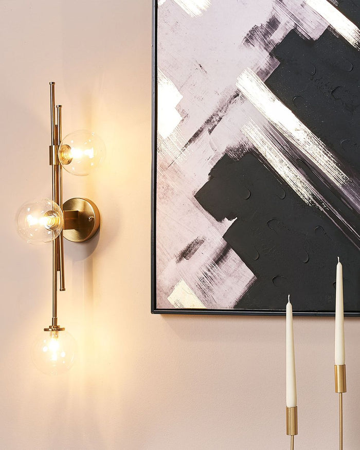 Lampada da parete in metallo e vetro oro a 3 luci Plafoniera di design moderno Glam