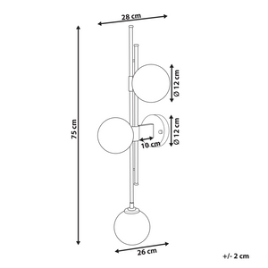 Lampada da parete in metallo e vetro oro a 3 luci Plafoniera di design moderno Glam