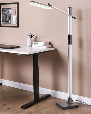 Lampada da terra LED materiale sintetico argento 144 cm altezza regolabile soggiorno camera da letto