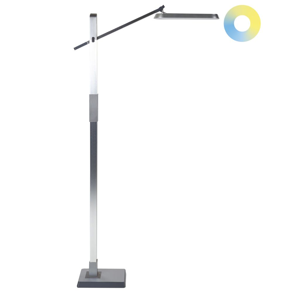 Lampada da terra LED materiale sintetico argento 144 cm altezza regolabile soggiorno camera da letto