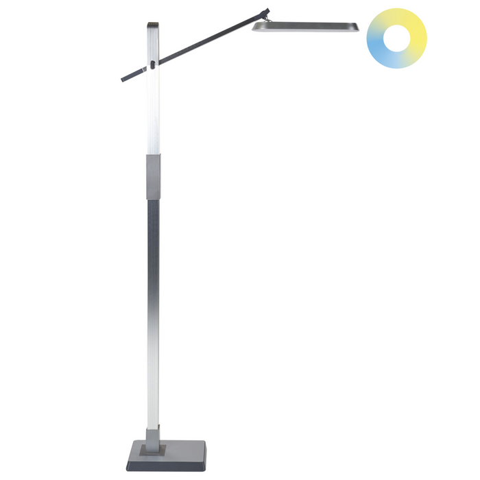 Lampada da terra LED materiale sintetico argento 144 cm altezza regolabile soggiorno camera da letto