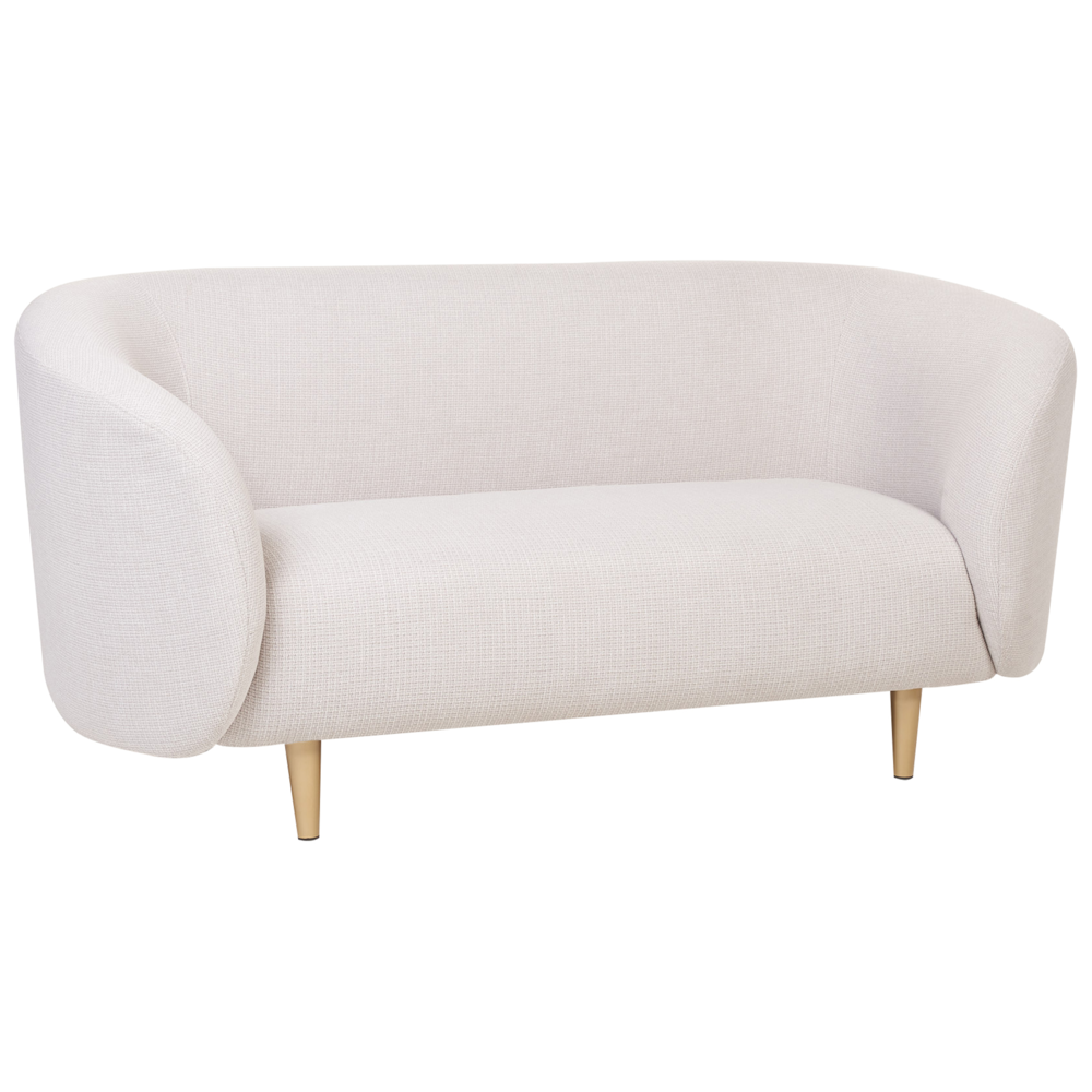 Divano 2 posti in poliestere di colore beige e oro con gambe dorate stile glamour retrò soggiorno