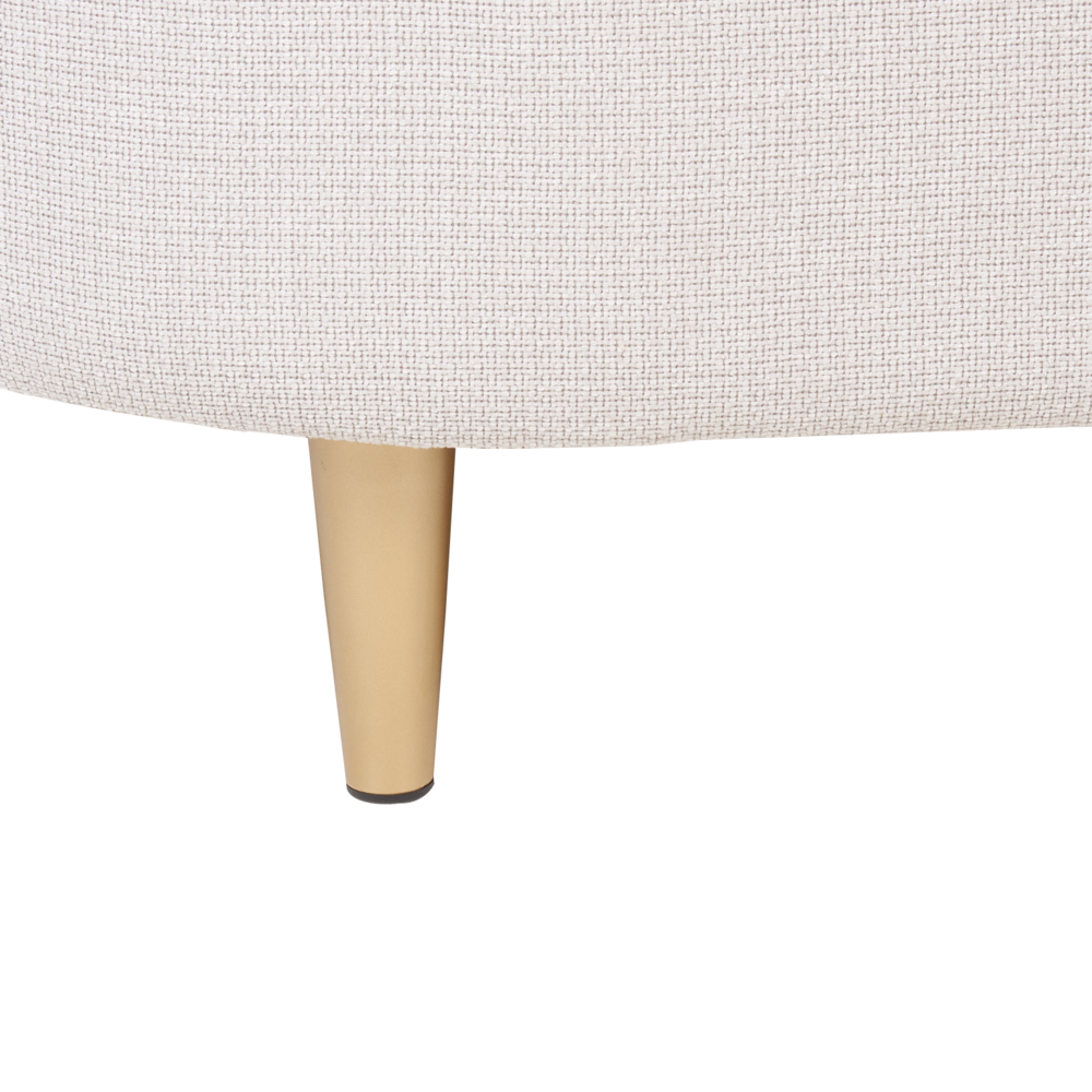 Divano 2 posti in poliestere di colore beige e oro con gambe dorate stile glamour retrò soggiorno