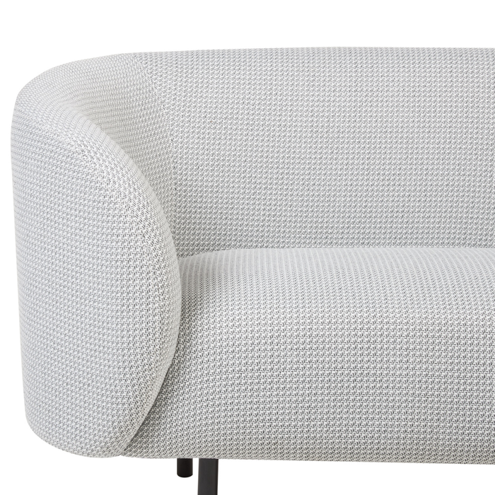 Divano 2 posti in poliestere di colore nero e bianco con gambe dorate stile glamour retrò soggiorno