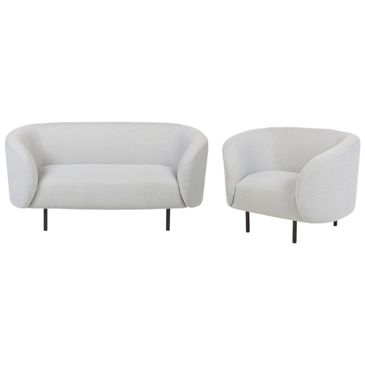 Set divano e poltrona in poliestere nero e bianco con gambe dorate stile glamour retrò soggiorno