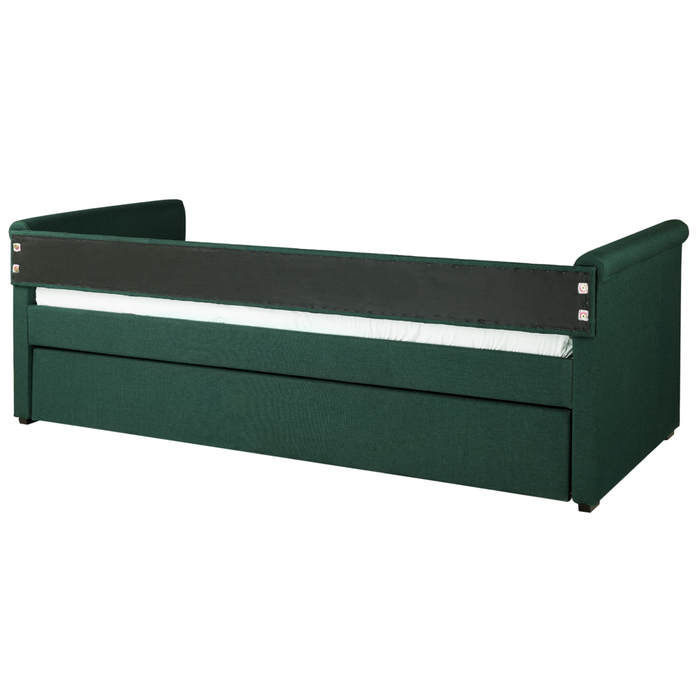 Letto estraibile in tessuto verde tappezzeria Small Single Size Guest Underbed abbottonato