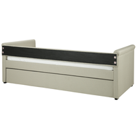 Divano Letto estraibile Rivestimento in tessuto beige Small Single Size Guest Underbed abbottonato