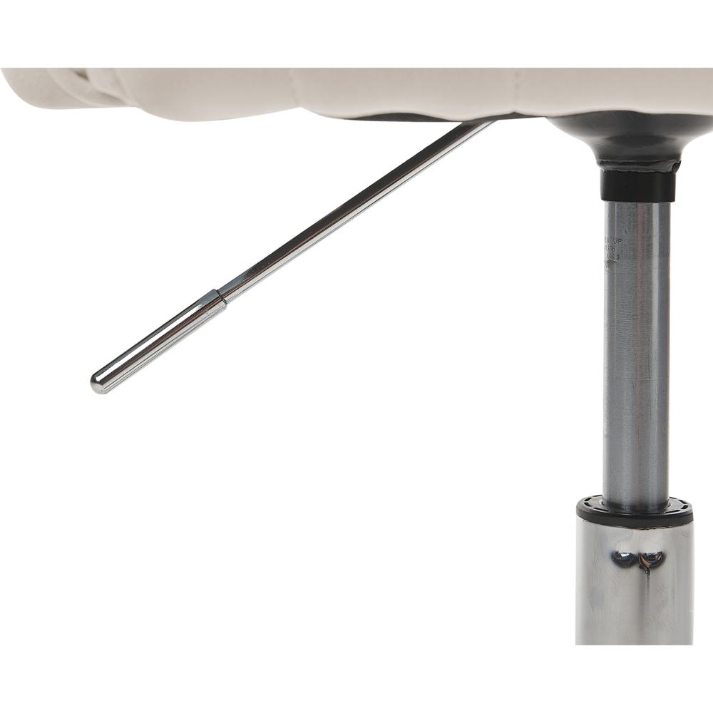 Sedia girevole da ufficio in velluto beige regolabile in altezza e con schienale imbottito