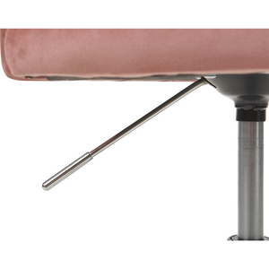 Sedia da ufficio girevole in velluto rosa con bottoni regolabili in altezza