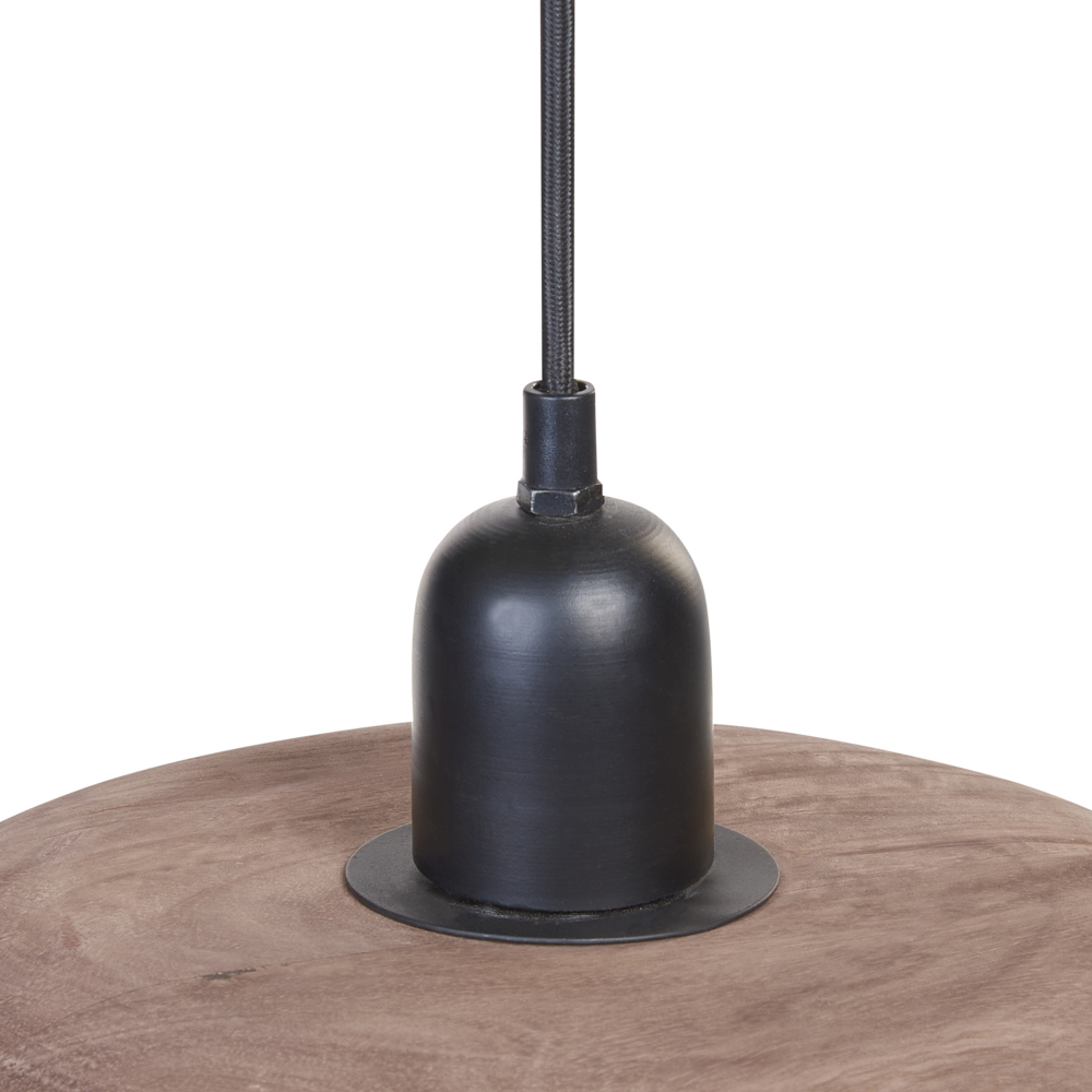 Lampada a sospensione in legno di mango scuro con paralume in legno naturale Plafoniera in stile boho Accessori per la casa fatti a mano