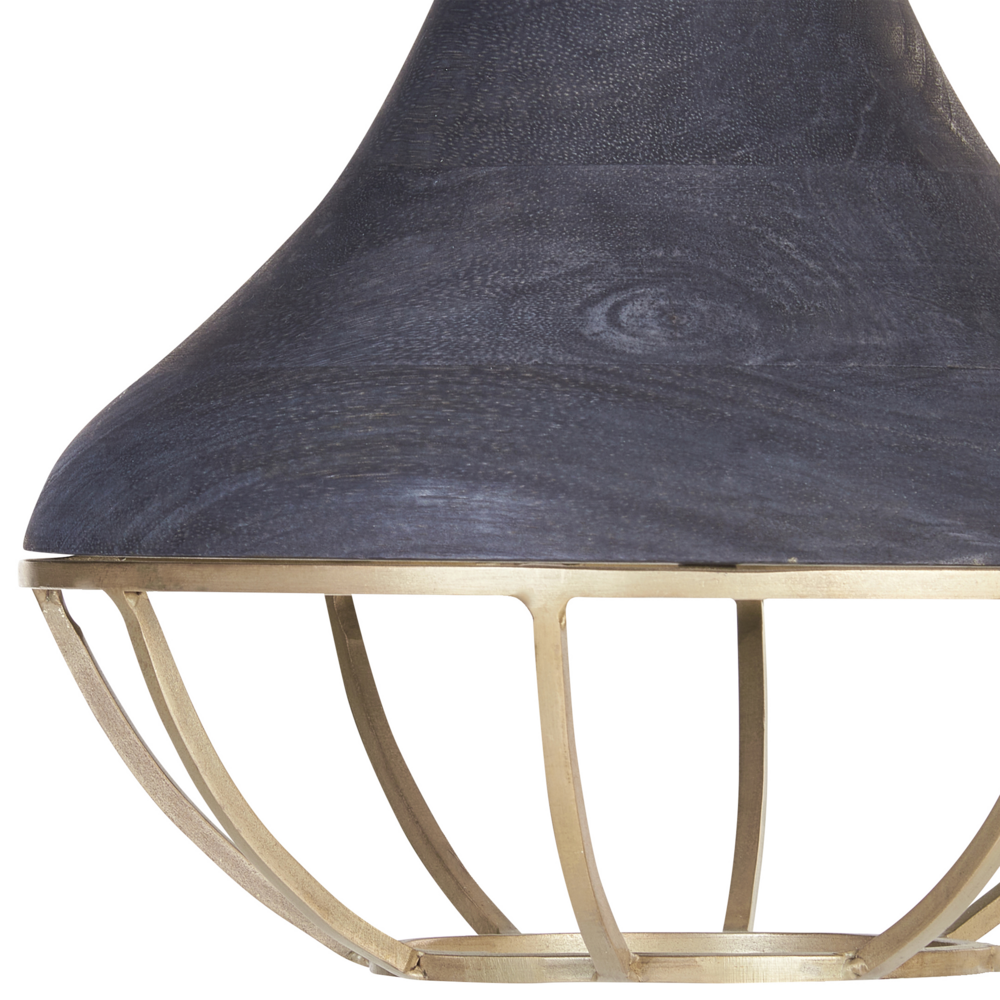 Lampada a sospensione Nero Paralume in legno naturale Plafoniera Stile Boho Accessori per la casa Fatti a mano