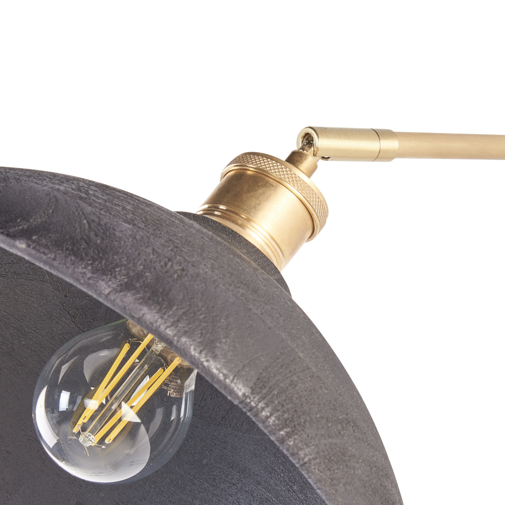 Lampada da parete nera e ottone con paralume a cono in legno di mango Camera da letto Soggiorno Design moderno e rustico Luce a sospensione