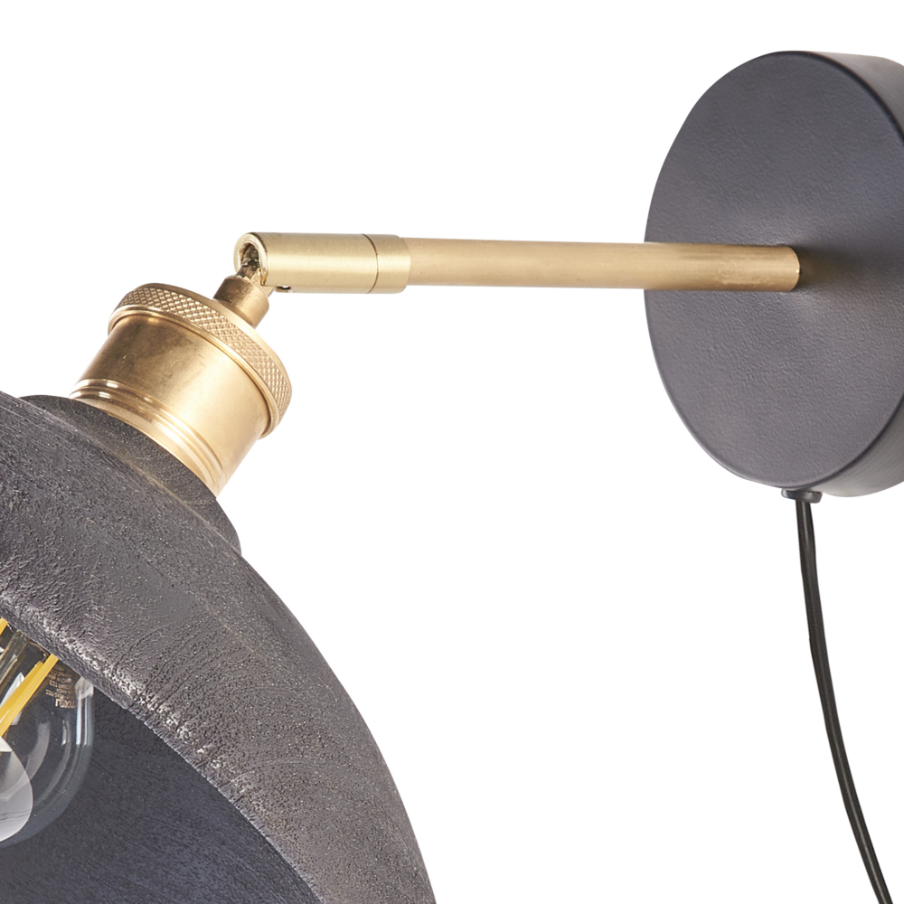 Lampada da parete nera e ottone con paralume a cono in legno di mango Camera da letto Soggiorno Design moderno e rustico Luce a sospensione