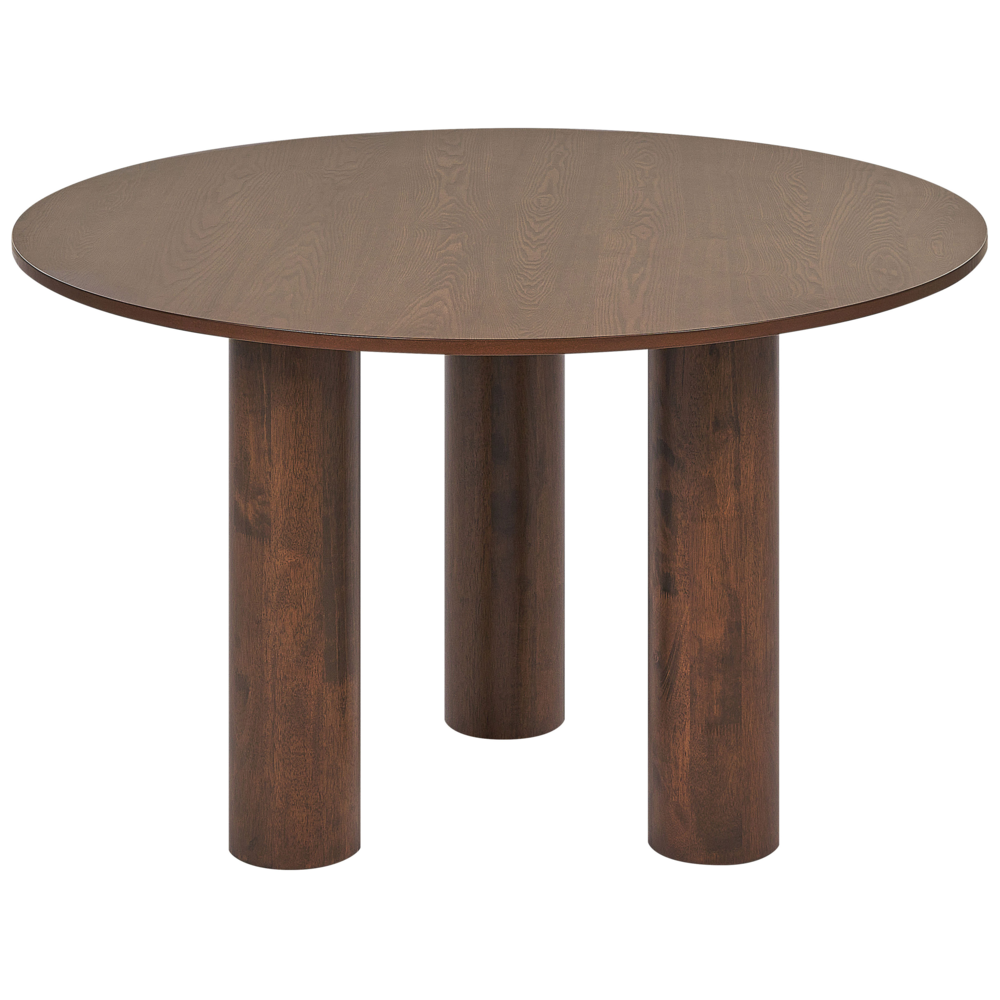 Tavolo da pranzo in legno di frassino scuro con piano in MDF e gambe in legno di gomma ⌀ 120 cm Stile rustico moderno