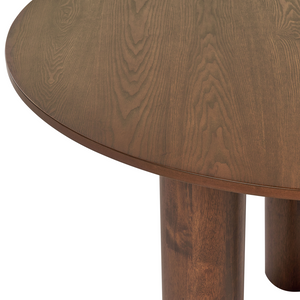 Tavolo da pranzo in legno di frassino scuro con piano in MDF e gambe in legno di gomma ⌀ 120 cm Stile rustico moderno