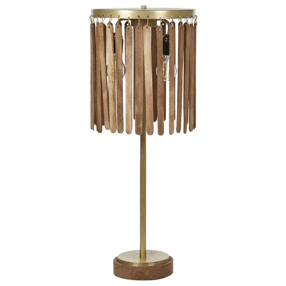 Lampada da tavolo in legno di mango scuro con ferro d'ottone Design classico Illuminazione moderna per la casa