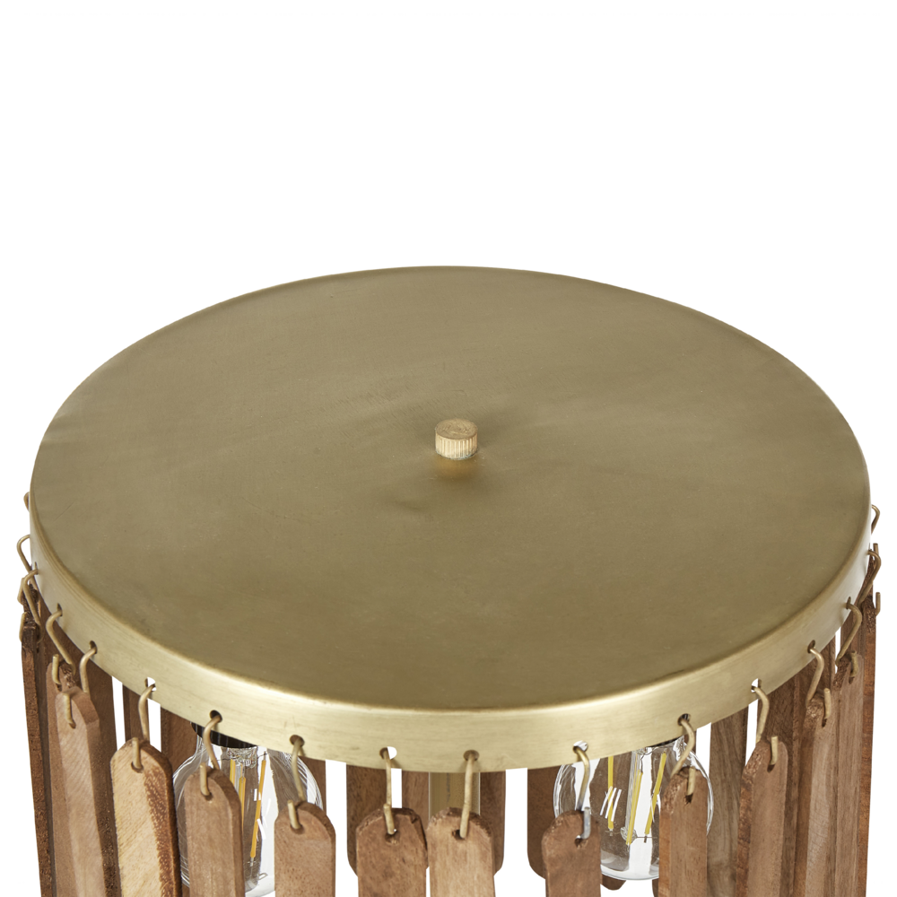 Lampada da tavolo in legno di mango scuro con ferro d'ottone Design classico Illuminazione moderna per la casa