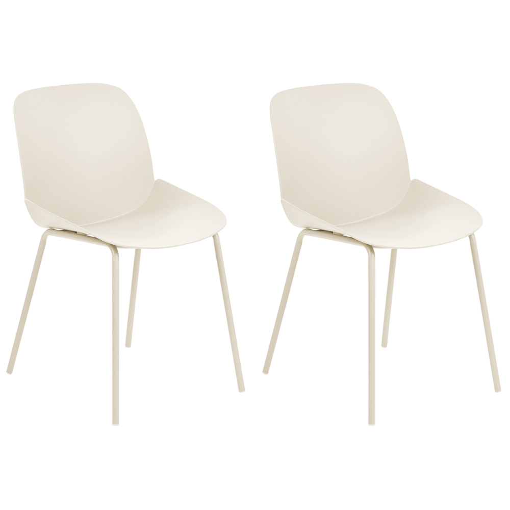 Set di 2 sedie da pranzo in plastica beige con seduta profonda Design moderno e contemporaneo per la sala da pranzo