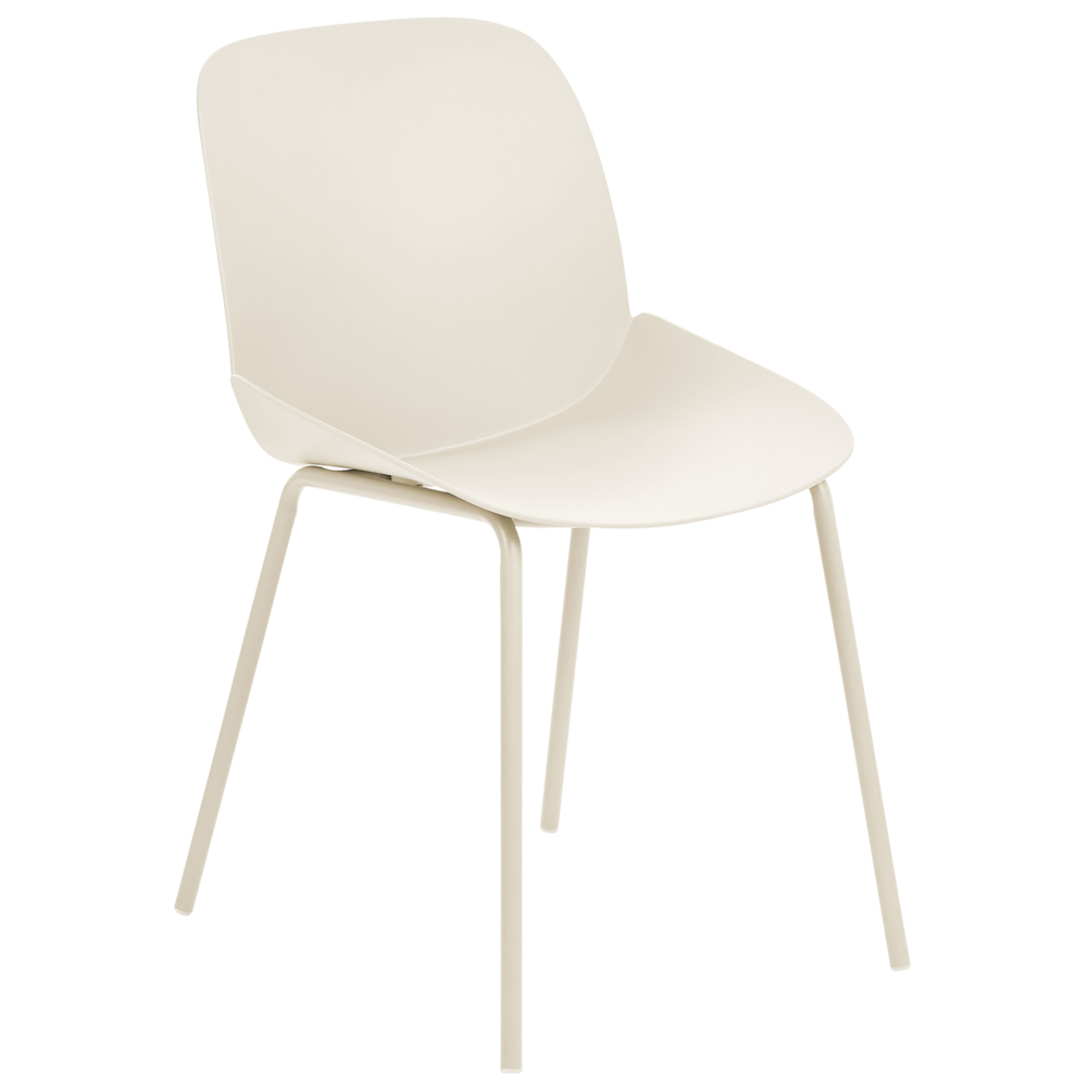 Set di 2 sedie da pranzo in plastica beige con seduta profonda Design moderno e contemporaneo per la sala da pranzo