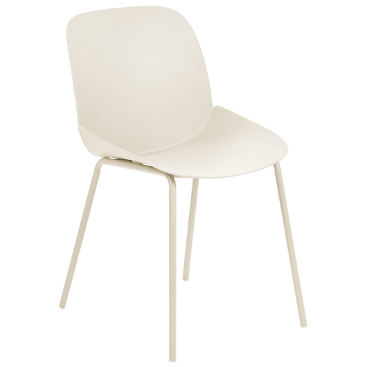 Set di 2 sedie da pranzo in plastica beige con seduta profonda Design moderno e contemporaneo per la sala da pranzo